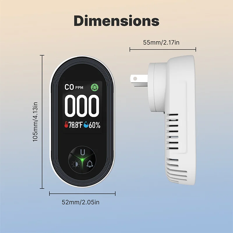 MOES plug-in carbon monoxide detector display context