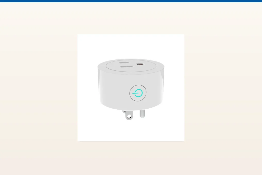 smart plug — MOES official product with illustrative background (not a real site photo)