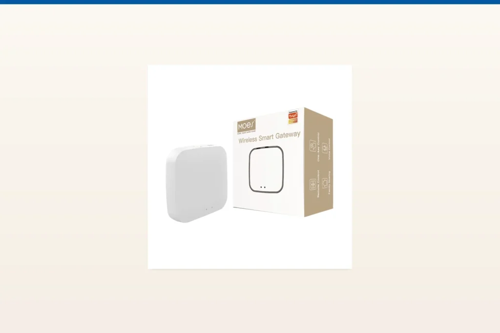 tuya smart home system — MOES official product with illustrative background (not a real site photo)