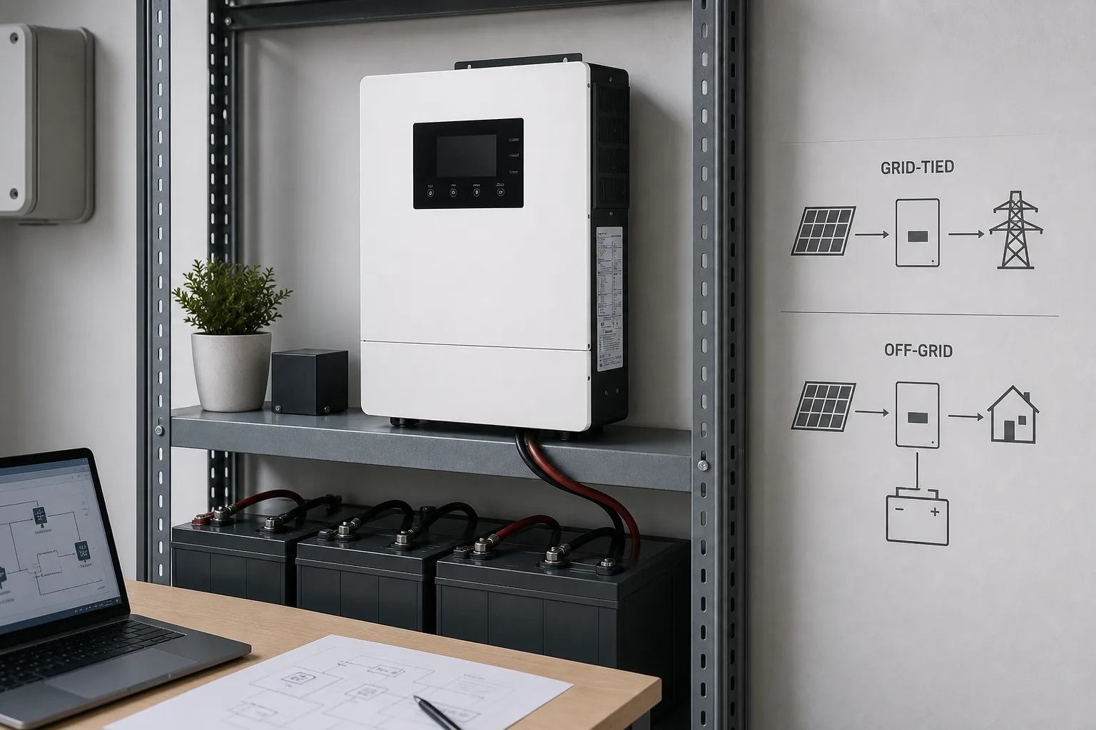 Hybrid off-grid solar inverter application context for B2B use cases