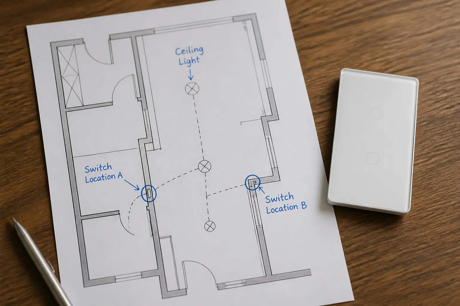 Smart wall switch frame for multi-way installation planning context