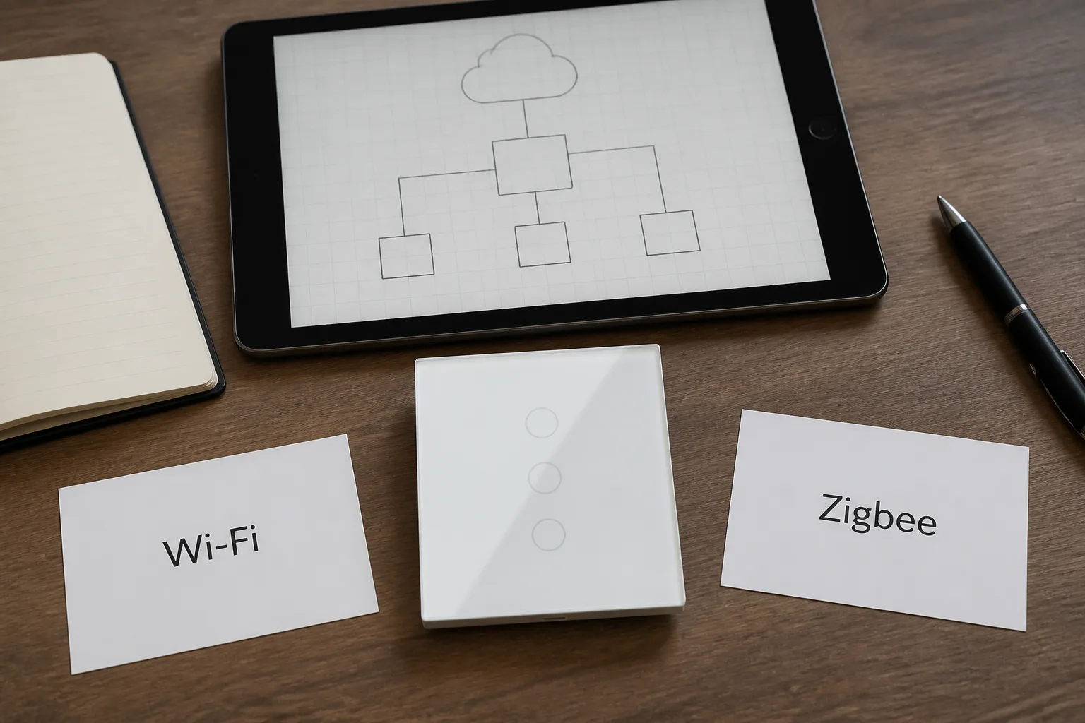 Wi-Fi versus Zigbee smart switch planning with wall switch sample