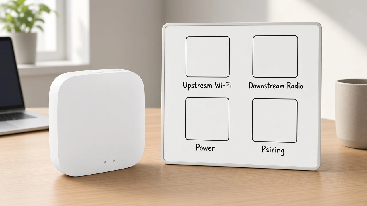 RFQ checklist board for upstream Wi-Fi, downstream radio, power, and pairing ownership