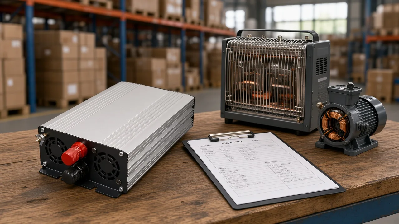 Buyer comparing an inverter against a heater and a small pump
