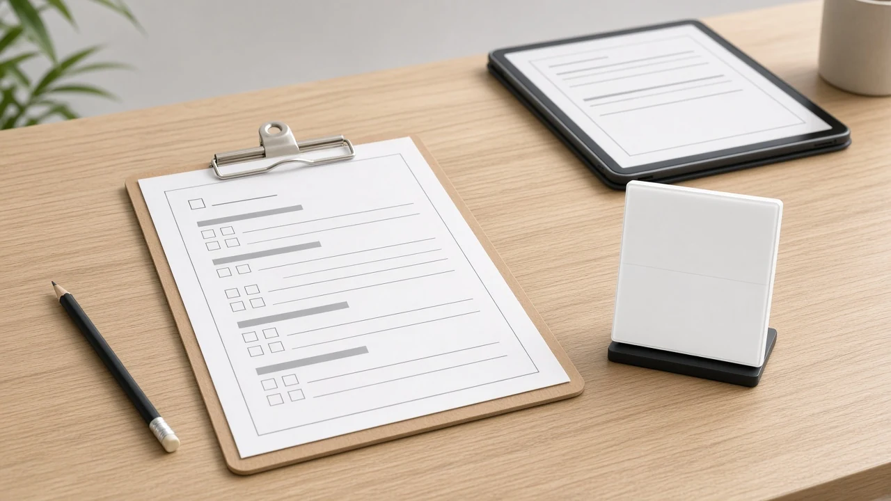 Installer desk documenting project inputs for how to set up a smart home first kit