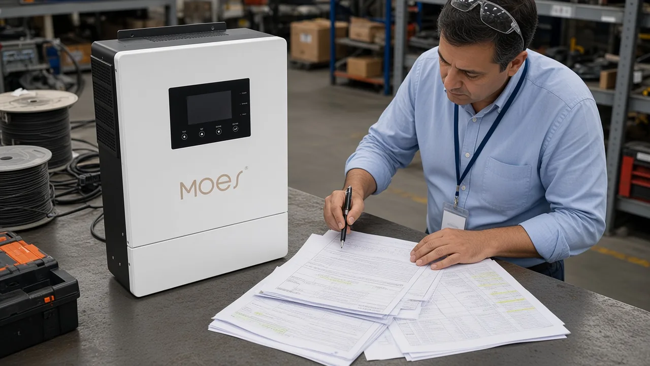 MOES hybrid inverter beside distributor cost and labor planning sheets