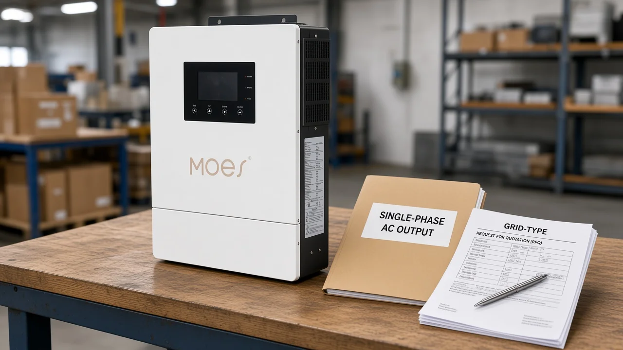 MOES hybrid inverter with single-phase AC and grid-type RFQ paperwork
