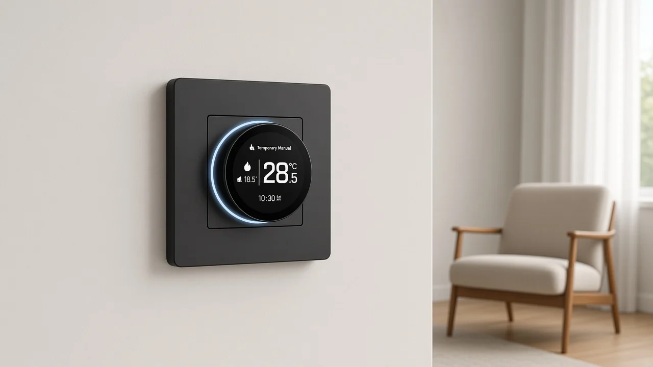 Wall thermostat in a living space as a temperature-control class