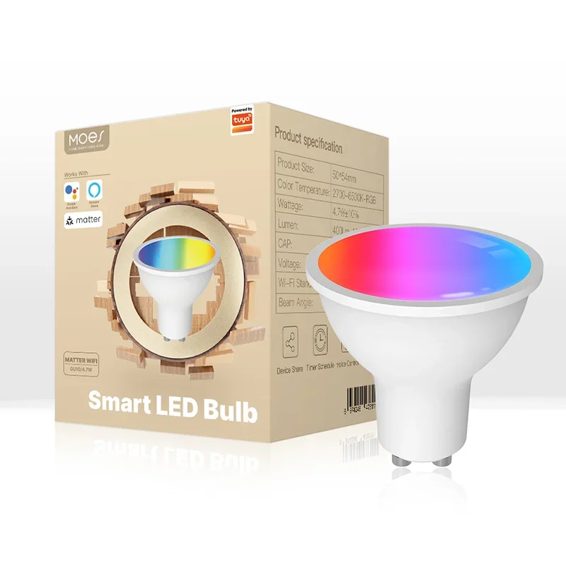 MOES Matter candle lamp with published GU10 E27 and E14 forms