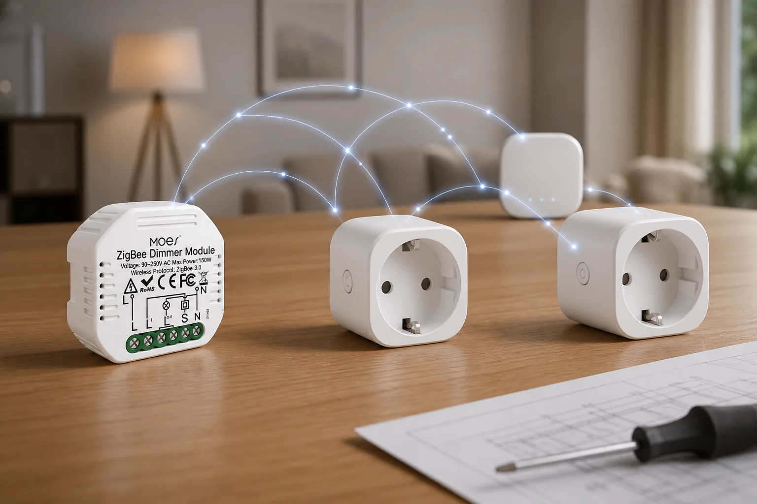 Zigbee mesh reliability outcome scene with MOES ZigBee dimmer module and routers