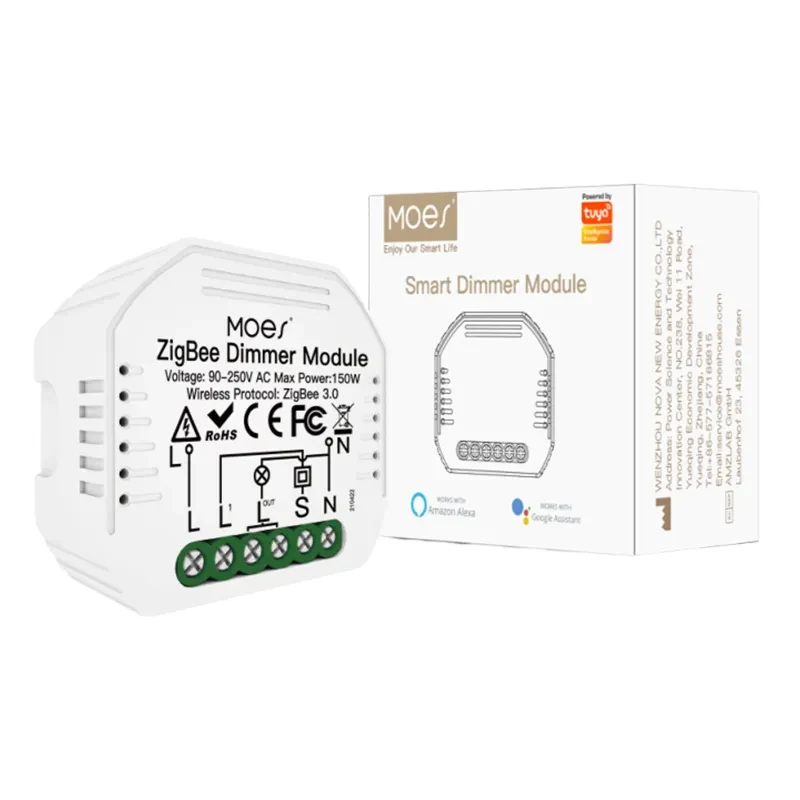 MOES ZigBee dimmer relay module MS-105Z with its retail carton