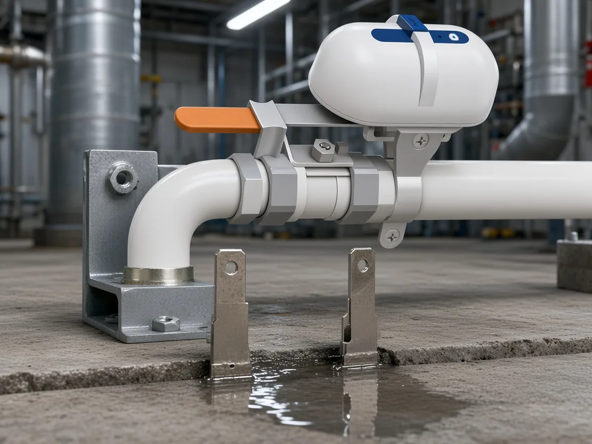 Water bridging two metal contacts under a pipeline valve controller